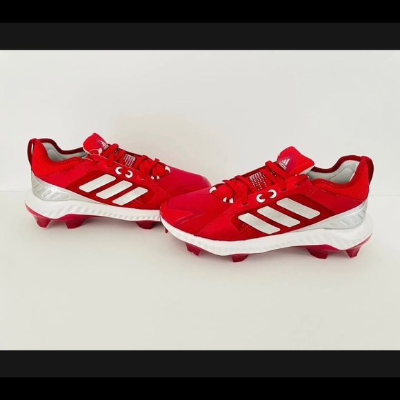 Adidas Women’s PureHustle W TPU Softball Cleats Red Silver White FV9045 - Picture 3 of 5